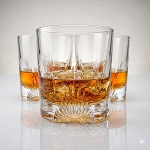 VTG Chivas Regal Scotch Rocks Glass Set Of 3 France Molded Crystal No Logo READ
